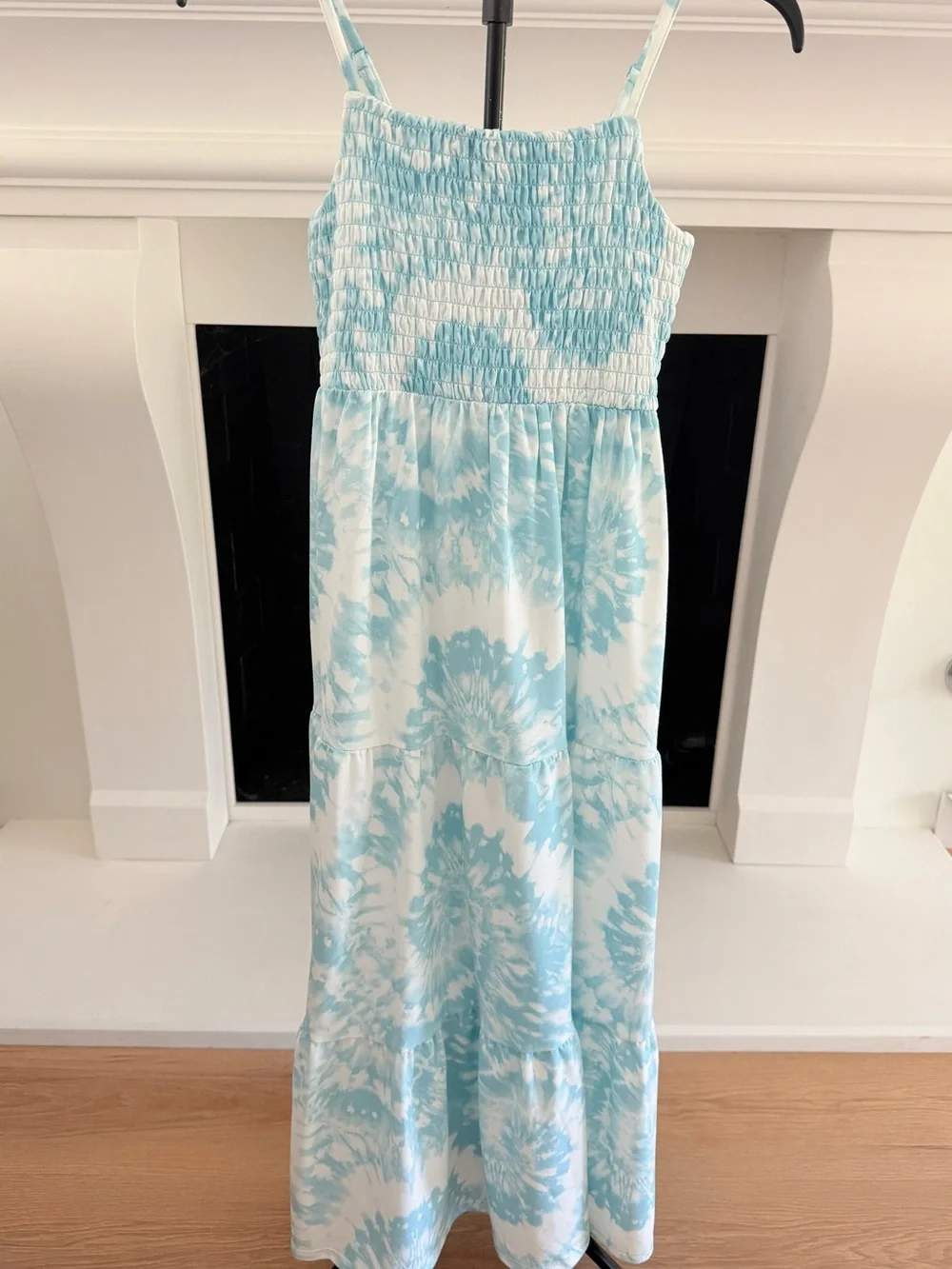 Girls' Light Blue Tie-Dye Smocked Maxi Dress/ Girls 10-12